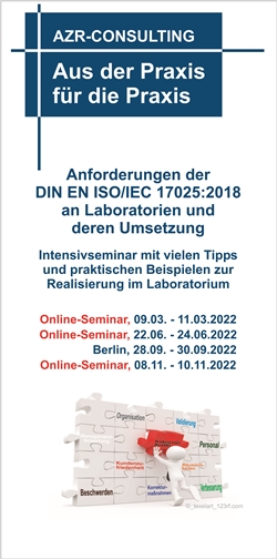 Intensivseminar - Anforderungen der DIN EN ISO/IEC 17025 an Laboratorien und deren Umsetzung